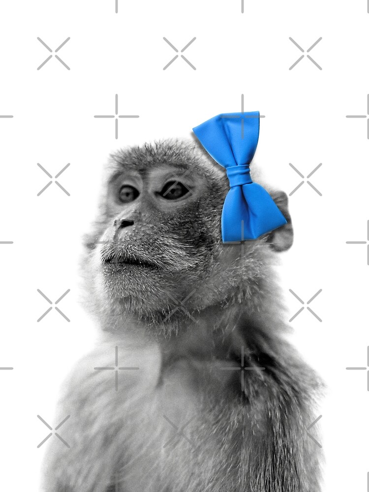 Lienzo for Sale con la obra «Mono con arte de pajarita azul