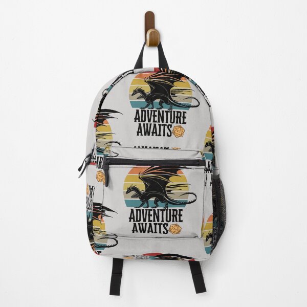 Item preview, DND Roleplaying, Retro Sunset with Dragon and D20: Adventure Awaits designed and sold by DungeonAtelier.