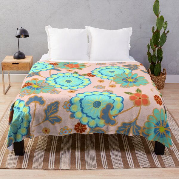 Item preview, Turquoise, pink and red flower pattern designed and sold by Mary Jane Lange.