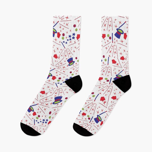 Item preview, Magic trick print, red with blue top hat and dice designed and sold by BenitasDesign.