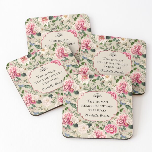 Item preview, The Human Heart Has Hidden Treasures, Charlotte Bronte, Book Quote, Jane Eyre Quote, Vintage Flowers, Bookish Gift designed and sold by CultandObscure.