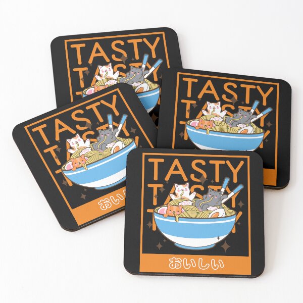 Item preview, Cute Cats Eating Ramen Noodles in a Ramen Bowl with Delicious in Japanese Text designed and sold by quinellie.