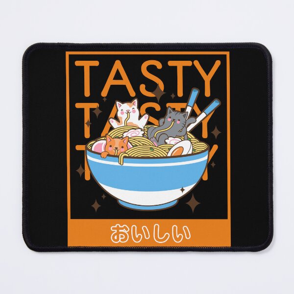 Item preview, Cute Cats Eating Ramen Noodles in a Ramen Bowl with Delicious in Japanese Text designed and sold by quinellie.