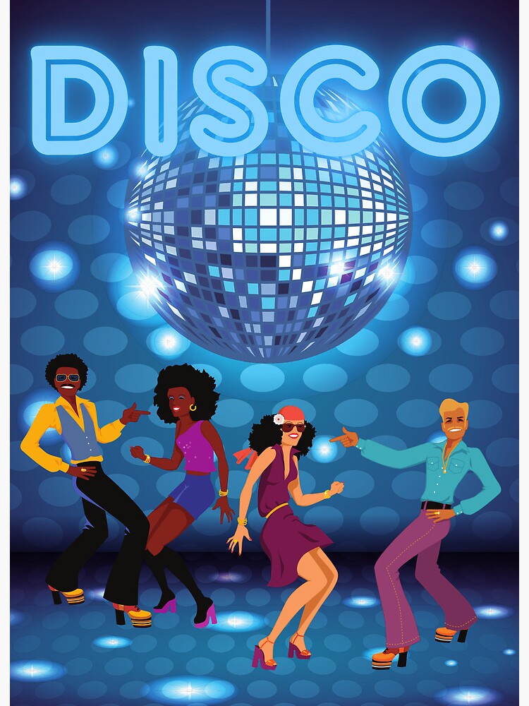 Impression rigide for Sale avec l'œuvre « Soirée disco. Mode disco des  années 70. 80s Disco Fashion.Machine Disco pourpre. » de l'artiste ramazis