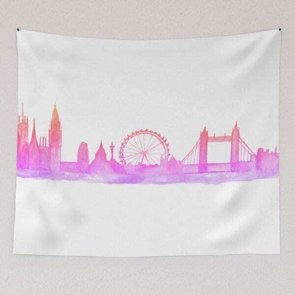 Item preview, Pink London skyline watercolor designed and sold by Monika Howarth.
