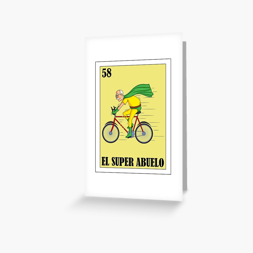 Tarjetas De Felicitación Loteria Mexicana Regalo De Diseño De Abuelo Ciclista Loteria 