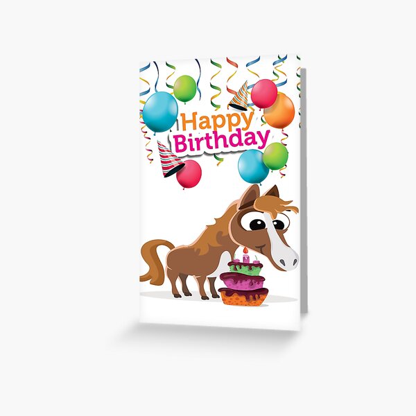 Cartes De Vœux Sur Le Theme Cheval Joyeux Anniversaire Redbubble