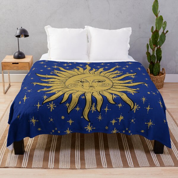 Vista previa del artículo con la obra «Luna y Sol | Vendimia - fondo azul», diseñado y vendido por piastrelli.