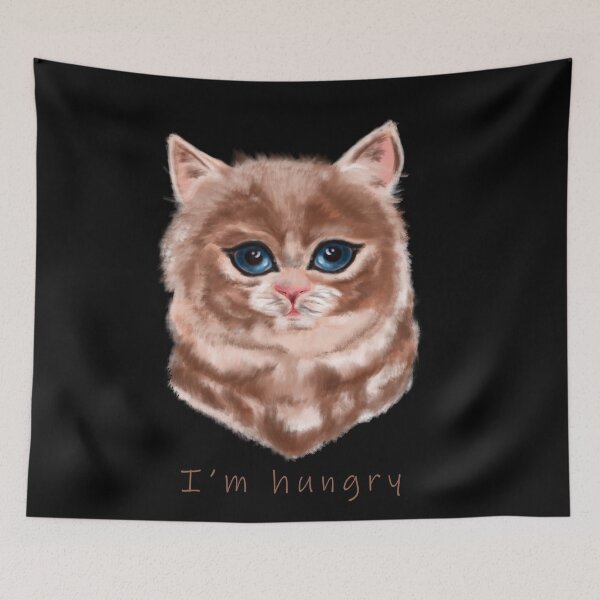 Item preview, I'm hungry funny quote cat designed and sold by virginiajollyh.