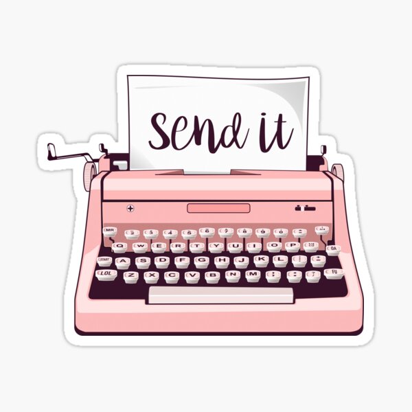 Pink typewriter illustration for Art lovers Sticker