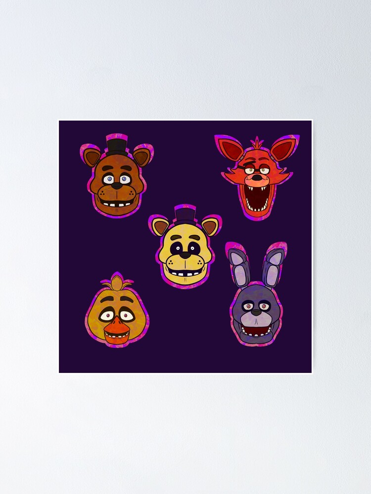 Five Nights Freddy Poster, Fnaf Poster Characters