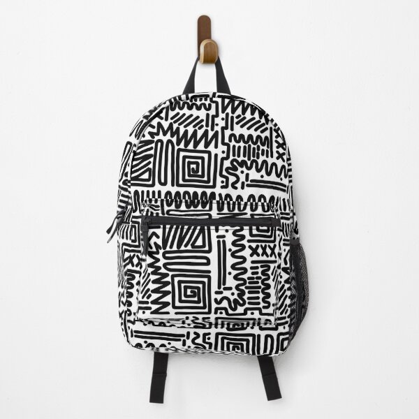 Item preview, Black and White Abstract Line Art Maze Pattern designed and sold by hannahvira.
