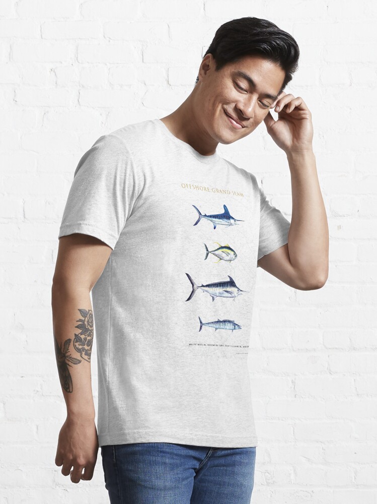 White Marlin, Yellowfin Tuna, Blue Marlin, Wahoo; Mid-Atlantic Offshore  Grand Slam Essential T-Shirt for Sale by Melissa MacMichael