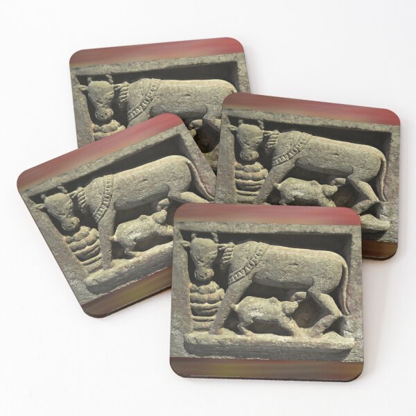 Item preview, Ancient sculpture of Kamadhenu cow and her calf/Kutch/India designed and sold by VeenaNair23.