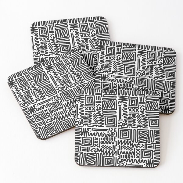 Item preview, Black and White Abstract Line Art Maze Pattern designed and sold by hannahvira.