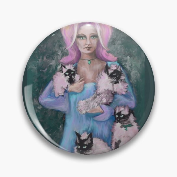 Item preview, The cat lady, love cats, ragdoll, felix, pink hair, big hair, pussy cat, original illustration,  colorful, animals, cats,  designed and sold by Freedomworx.