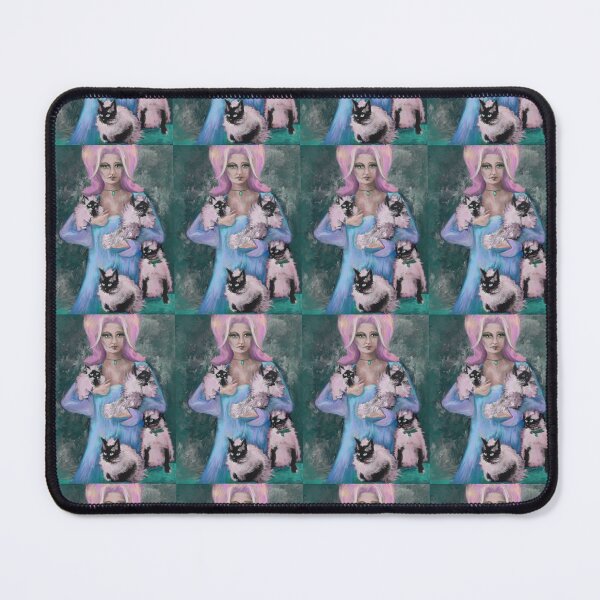 Item preview, The cat lady, love cats, ragdoll, felix, pink hair, big hair, pussy cat, original illustration, colorful, animals, cats, designed and sold by Freedomworx.