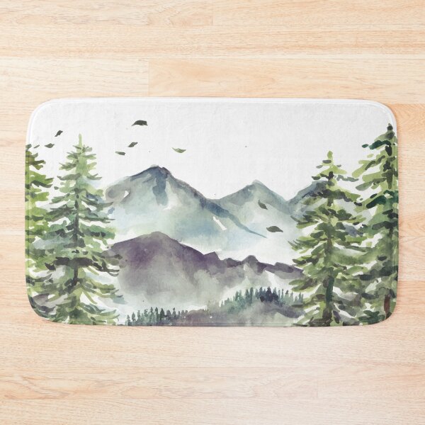 Item preview, Mountain And Pine Trees Watercolor designed and sold by Yorda Creative.