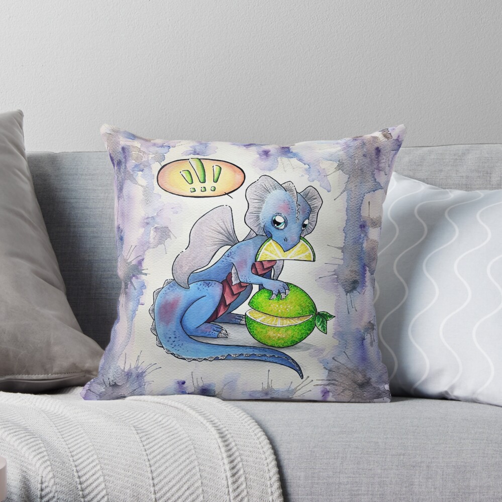 New Trend Babydragon holding Lime Throw Pillow by LovtjarnDesign TP-771WZ3JY
