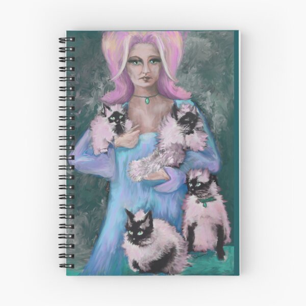 Item preview, The cat lady, love cats, ragdoll, felix, pink hair, big hair, pussy cat, original illustration,  colorful, animals, cats,  designed and sold by Freedomworx.