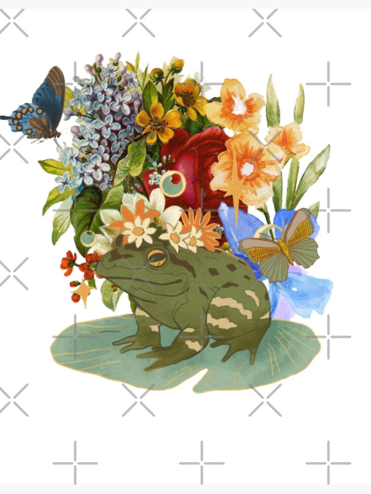 "Vintage floral cottagecore frog" Poster for Sale by Kawaiishizz