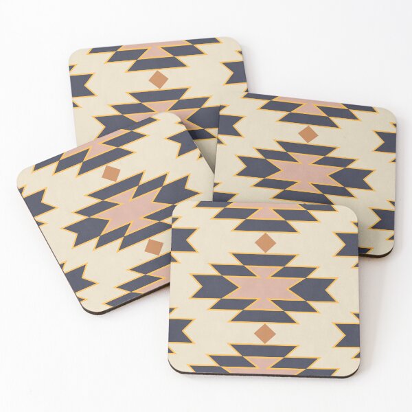 Item preview, Desert Boho Aztec Folk Motif Blue and Blush Pink designed and sold by Octavia Soldani.