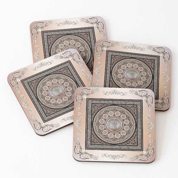 Item preview, Ornate Baroque Filigree Pink Peach Black Greek Meander designed and sold by Yiorgos Designs.