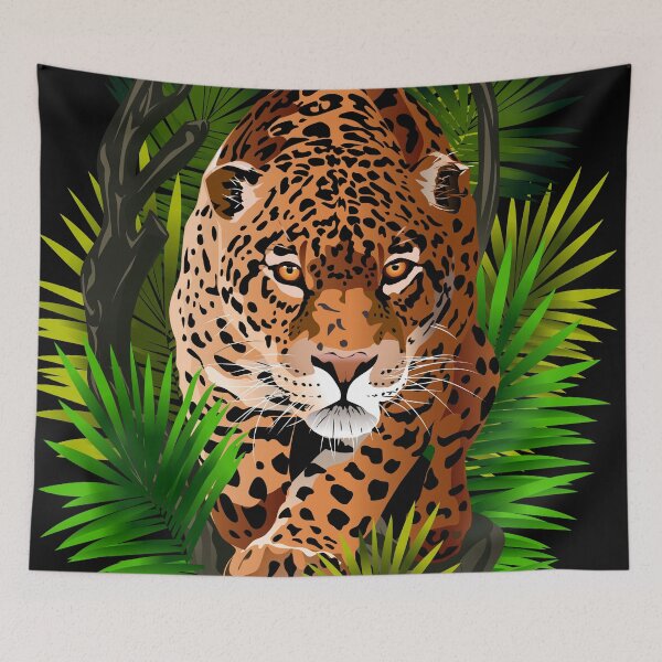 Artikelvorschau, Jaguar im Dschungel. Wild aussehender Leopard. Illustration in vielen Farben. Gepard im Dschungel entworfen und verkauft von DALIO666.