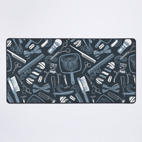 Item preview, Shear shave shine // dark grey background pale blue and white vintage barber shop tools designed and sold by SelmaCardoso.