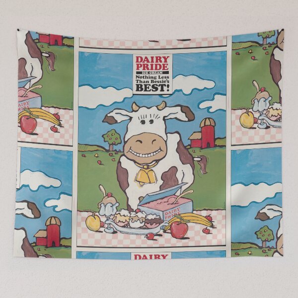 Item preview, "Dairy Pride Ice Cream - Nothing less than Bessie's Best!" Lenny Sommese Advertising Art Illustration | American vintage posters designed and sold by POSTERAMALA.