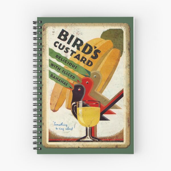Item preview, Vintage Bird’s Custard Advert (rusty sign style) - Delicious With Sliced Bananas - Nostalgic Dessert Ad designed and sold by RetroTeeStudio.