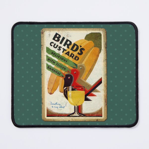 Item preview, Vintage Bird’s Custard Advert (rusty sign style) - Delicious With Sliced Bananas - Nostalgic Dessert Ad designed and sold by RetroTeeStudio.