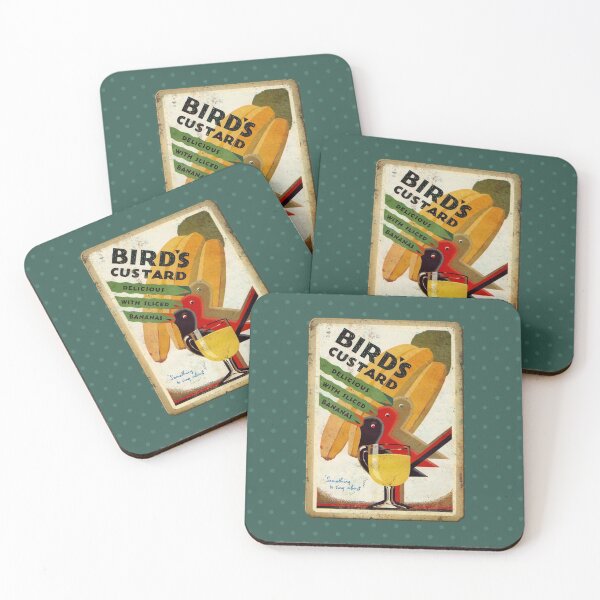 Item preview, Vintage Bird’s Custard Advert (rusty sign style) - Delicious With Sliced Bananas - Nostalgic Dessert Ad designed and sold by RetroTeeStudio.