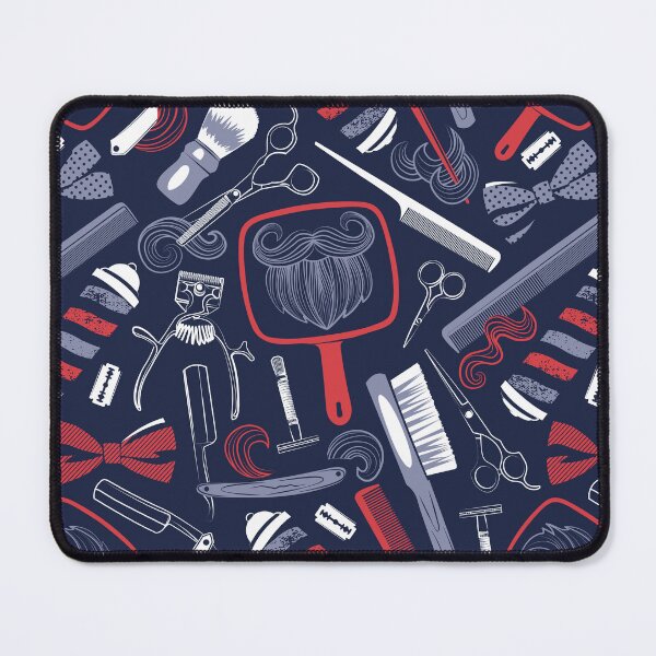 Item preview, Shear shave shine // midnight blue background red white and blue vintage barber shop tools designed and sold by SelmaCardoso.