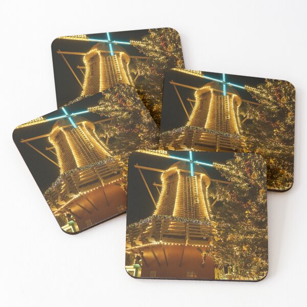 Item preview, An image of a windmill at night lit up with orange lights designed and sold by Roselove4869.