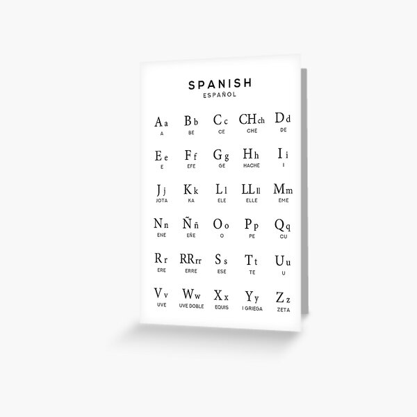 Spanish Alphabet Chart Espanol Language Chart White Greeting Card For Sale By Typelab 0973