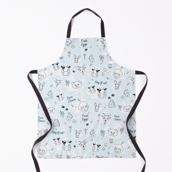 Item preview, Light Blue Friendly Farm Animal Faces outline doodles designed and sold by Melissa Plugge-Dekker.