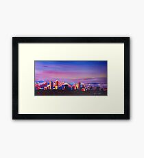 Denver Colorado Skyline With Luminous Rocky Mountains Framed Print