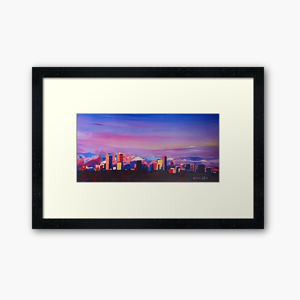 Denver Colorado Skyline With Luminous Rocky Mountains Framed Art Print