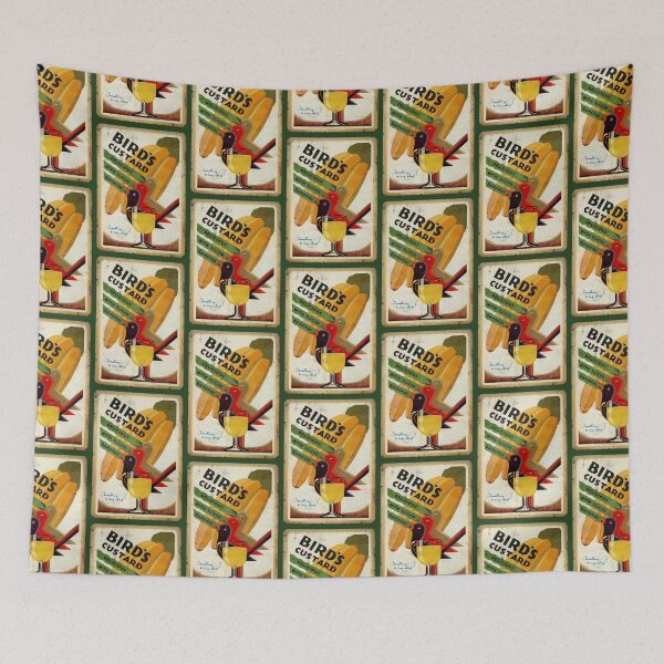 Item preview, Vintage Bird’s Custard Advert (rusty sign style) - Delicious With Sliced Bananas - Nostalgic Dessert Ad designed and sold by RetroTeeStudio.