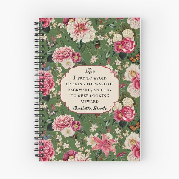 Item preview, I Try to Avoid Looking Forward, Charlotte Bronte, Book Quote, Vintage Flowers, Bookish Gift designed and sold by CultandObscure.