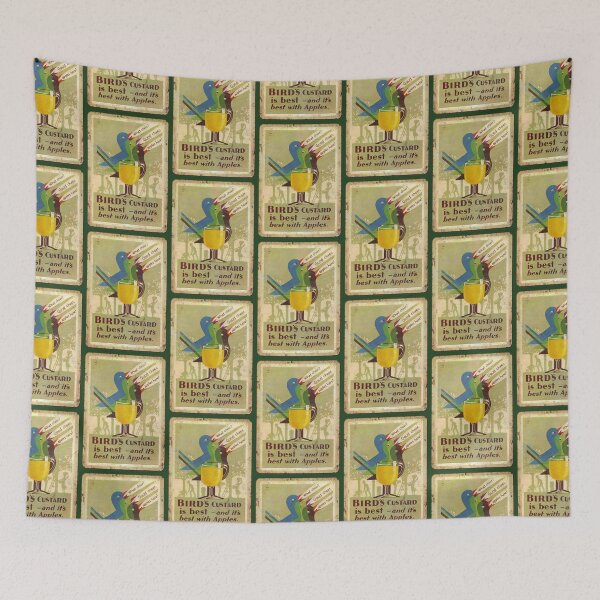 Item preview, Vintage Bird’s Custard Advert (rusty sign style) - Best With Apples - Nostalgic Dessert Ad designed and sold by RetroTeeStudio.