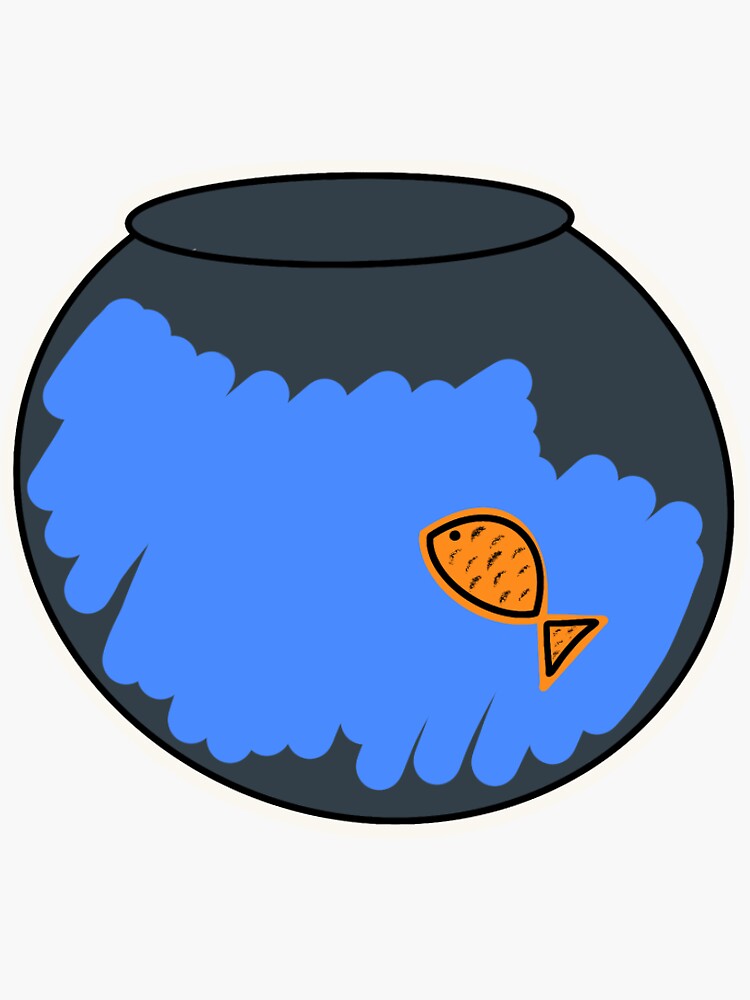 "Fishbowl drawing with goldfish" Sticker by phoebe1298 Redbubble
