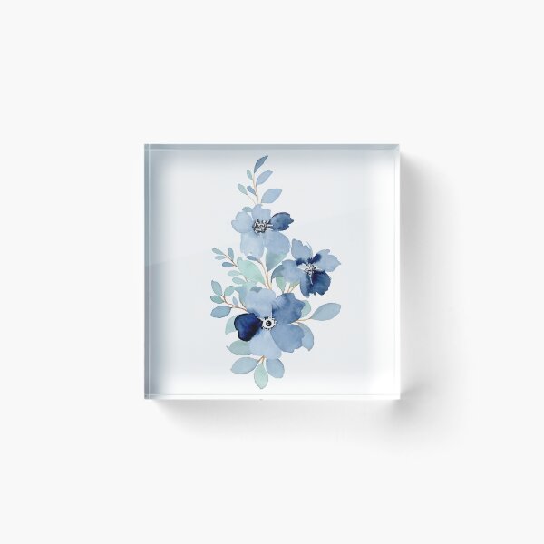 Item preview, Blue floral bouquet collection with watercolor designed and sold by jojokhworld.