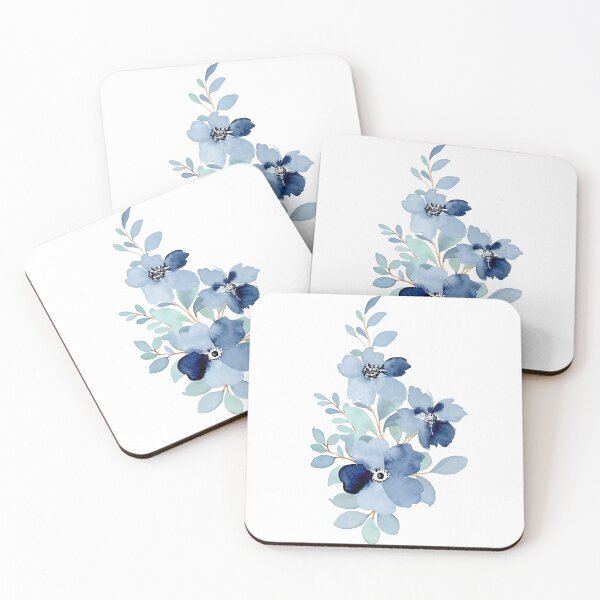 Item preview, Blue floral bouquet collection with watercolor designed and sold by jojokhworld.