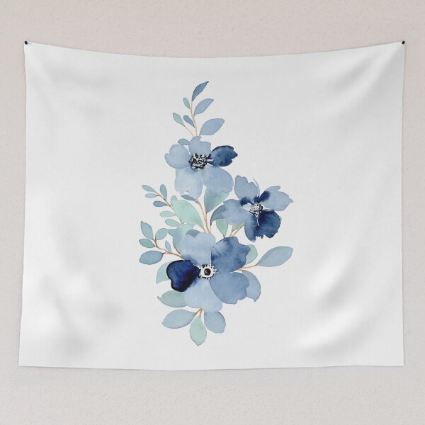 Item preview, Blue floral bouquet collection with watercolor designed and sold by jojokhworld.