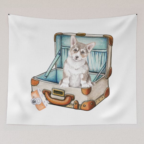 Item preview, Cute Corgi Puppy in Vintage Suitcase  designed and sold by silviaol.