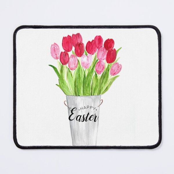 Item preview, Happy Easter Watercolor Red Pink Tulips Bouquet designed and sold by Monika Howarth.