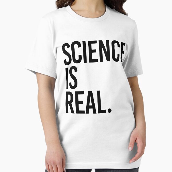 Vista previa del artículo con la obra «La ciencia es real», diseñado y vendido por partyfarty.