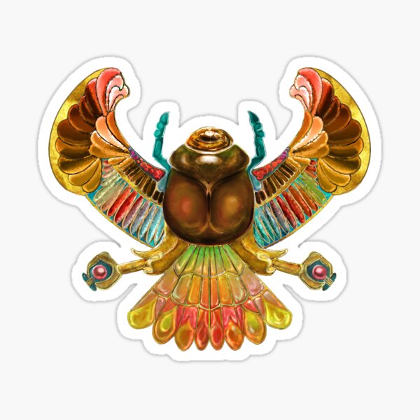 Golden Khepri Winged Scarab Sticker